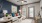 large living room with couch against blue wall